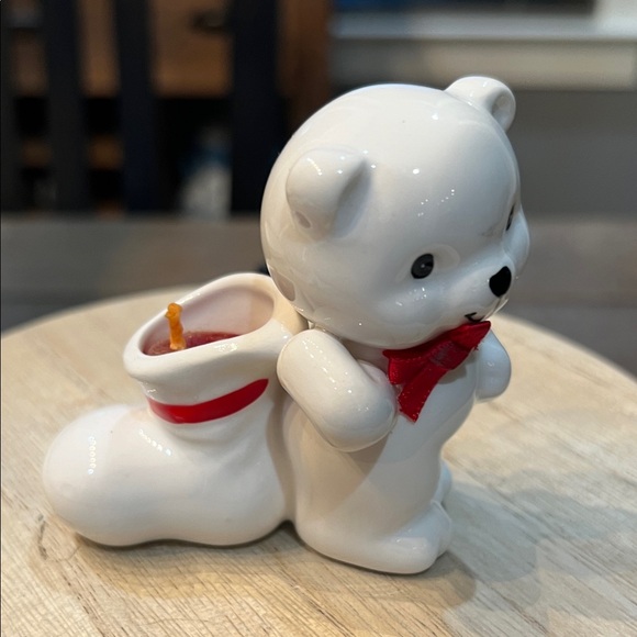 RUSS White Bear Candle Holders with Red Accents - Picture 11 of 15